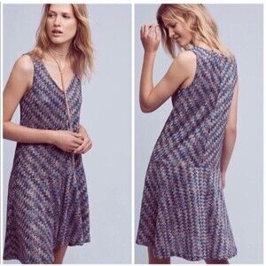 Maeve Blue and Pink High Low Dress